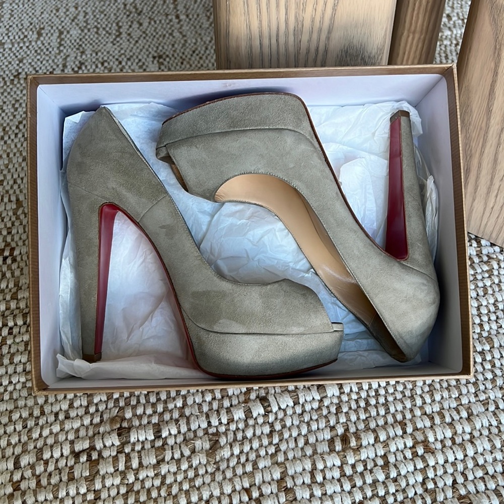 Christian Louboutin Altanana 140 Suede Peep Toe Platform